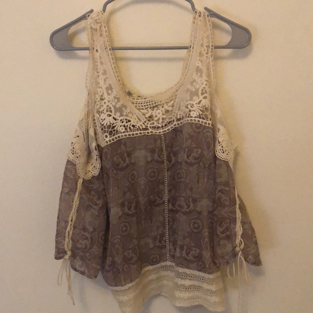 purple open shoulder bohemian top